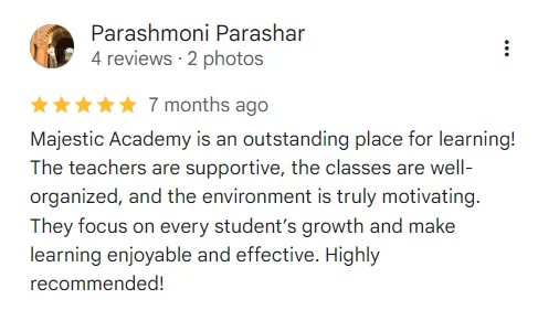 Google review feedback mentioning the clean classroom infrastructure and standard library services for ADRE candidates.